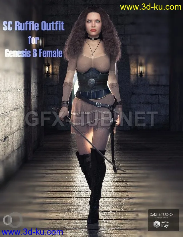 SC Ruffle Outfit for Genesis 8 Female模型的图片1