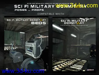 3D打印模型SCI FI Military Dormitory Poses and Props的图片