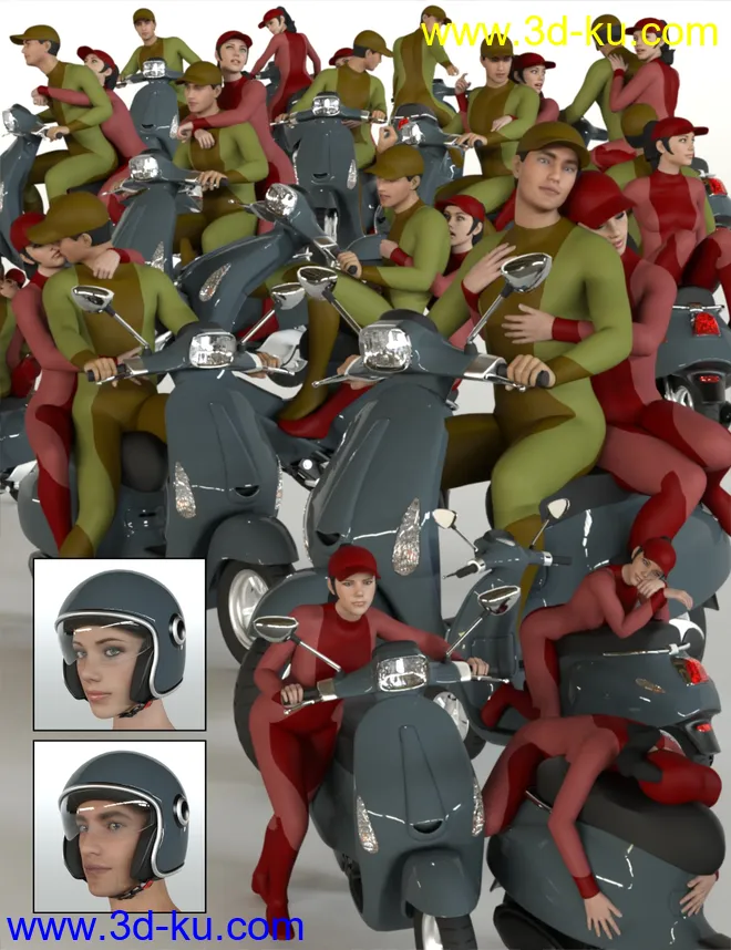 Scootering Poses and Props for Genesis 8模型的图片1