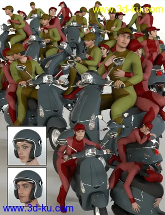 3D打印模型Scootering Poses and Props for Genesis 8的图片