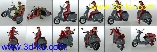 Scootering Poses and Props for Genesis 8模型的图片3