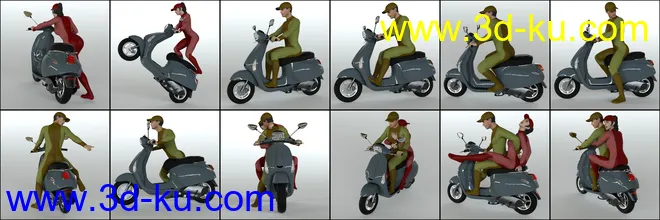 Scootering Poses and Props for Genesis 8模型的图片4