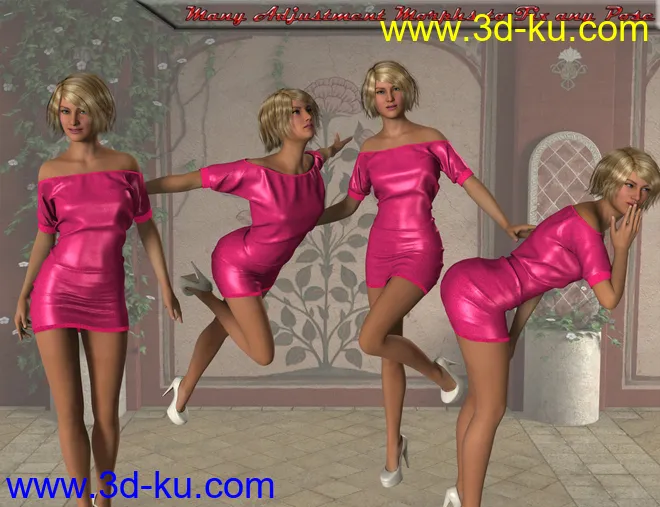 Short Sleeve Mini Dress for Genesis 2 Female(s)模型的图片4