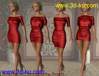 3D打印模型Short Sleeve Mini Dress for Genesis 2 Female(s)的图片