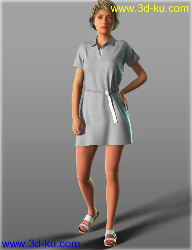 Short Sleeve Shirt Dresses for Genesis 2 Female(s)模型的图片2
