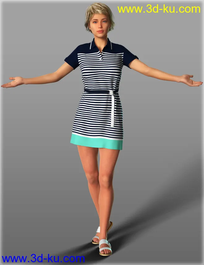 Short Sleeve Shirt Dresses for Genesis 2 Female(s)模型的图片4