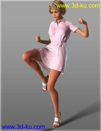3D打印模型Short Sleeve Shirt Dresses for Genesis 2 Female(s)的图片