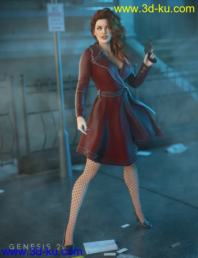 Sinful Nights Lingerie and Overcoat for Genesis 2 Female(s)模型的图片2