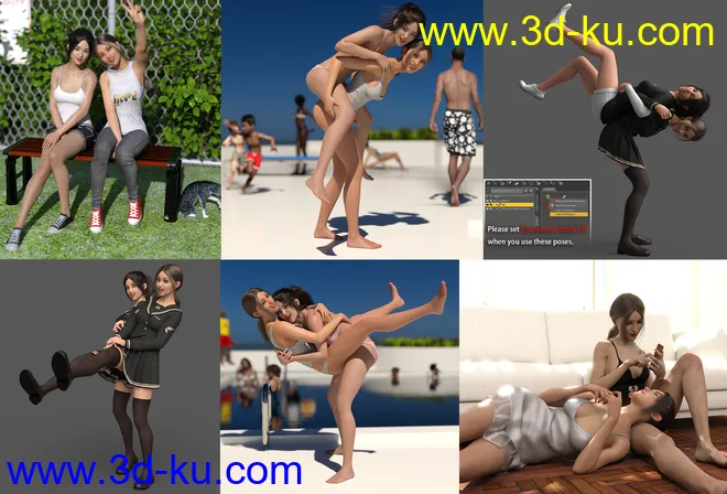 Sister Poses for Genesis 3 and 8 Female模型的图片2