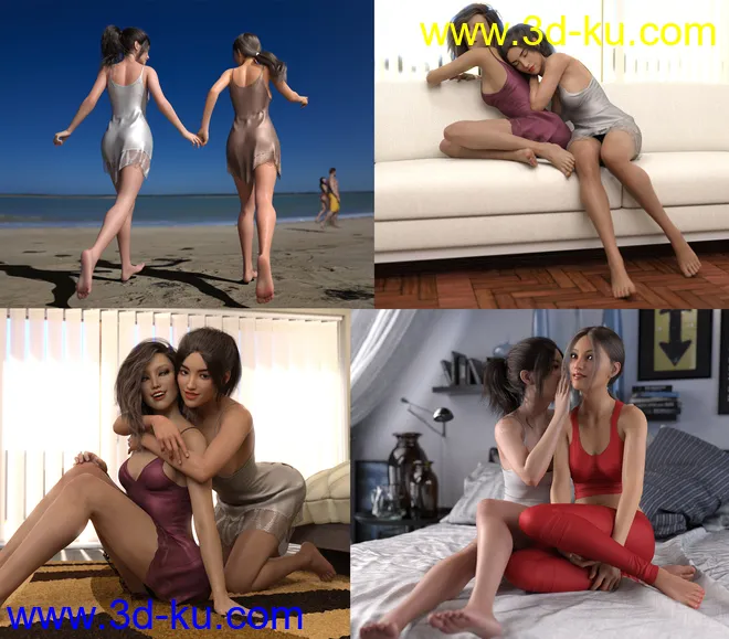 Sister Poses for Genesis 3 and 8 Female模型的图片4