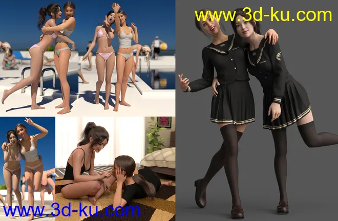 Sister Poses for Genesis 3 and 8 Female模型的图片5