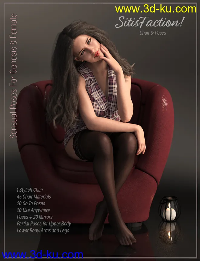 Sitisfaction Poses and Chair for Genesis 8 Female模型的图片1