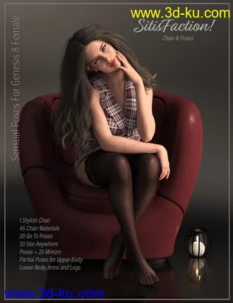 3D打印模型Sitisfaction Poses and Chair for Genesis 8 Female的图片