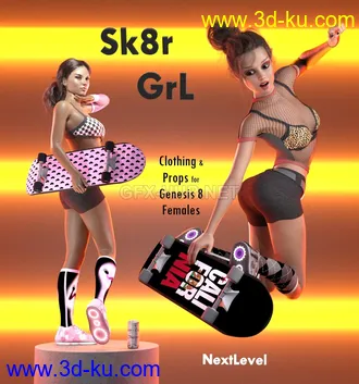 3D打印模型Sk8r GrL for Genesis 8 Females的图片