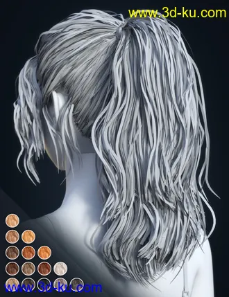 3D打印模型SP Hair 014 for Genesis 3 and 8 Female的图片