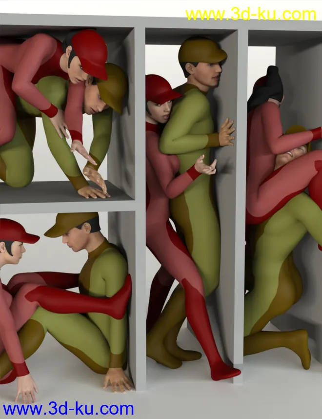 Squeezed Together Poses for Genesis 8模型的图片1