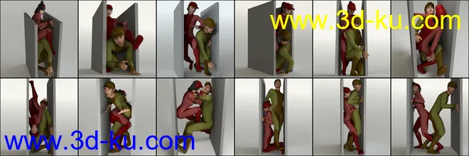 Squeezed Together Poses for Genesis 8模型的图片2