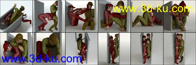 Squeezed Together Poses for Genesis 8模型的图片3