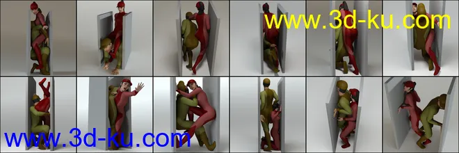 Squeezed Together Poses for Genesis 8模型的图片4