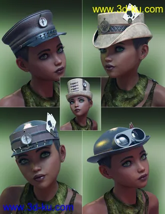 3D打印模型Steam Punk Hats for Genesis 8的图片