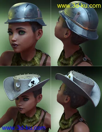 3D打印模型Steam Punk Hats for Genesis 8的图片