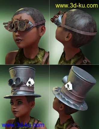 3D打印模型Steam Punk Hats for Genesis 8的图片