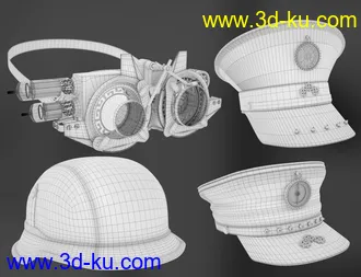 3D打印模型Steam Punk Hats for Genesis 8的图片