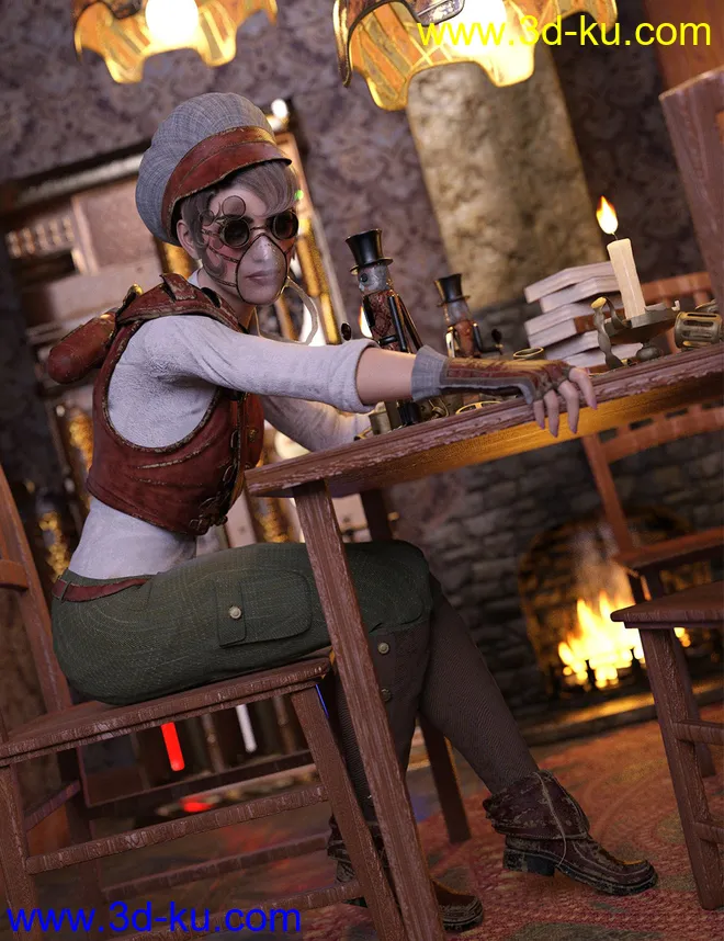 Steampunk Artificer for Genesis 8 Females模型的图片11
