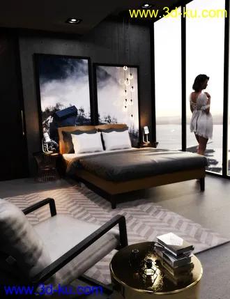 3D打印模型Stylish Bedroom的图片