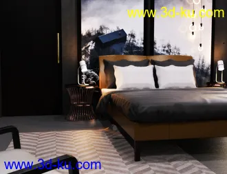 3D打印模型Stylish Bedroom的图片