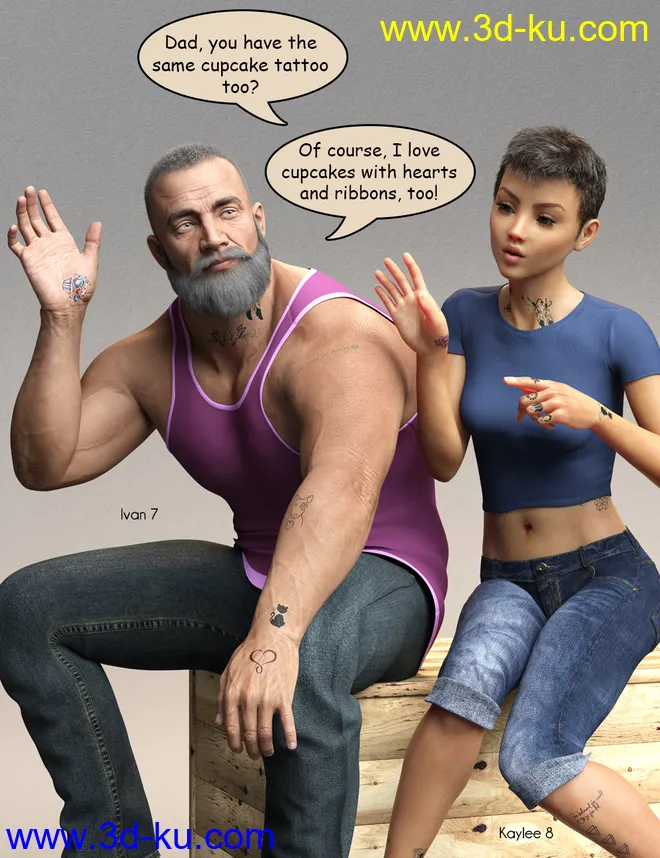 Teensy L.I.E. Tattoos for Genesis 3 and 8模型的图片8