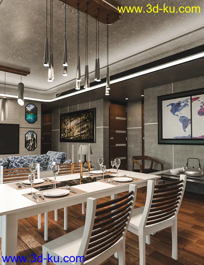 Tesla Casual Living Dining模型的图片1