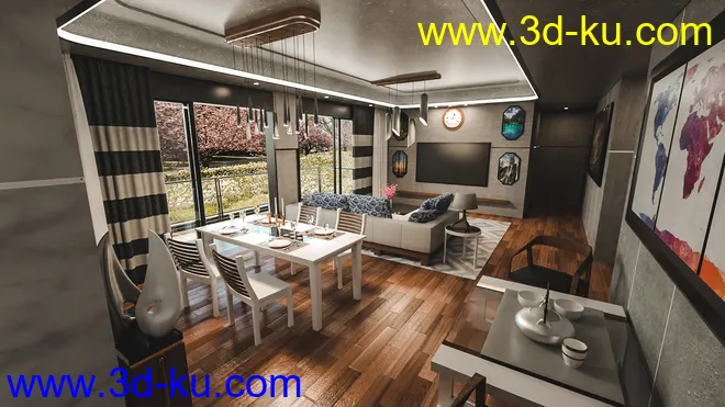 Tesla Casual Living Dining模型的图片5