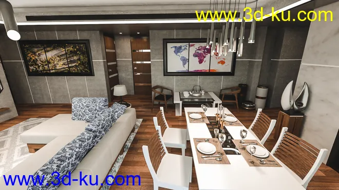 Tesla Casual Living Dining模型的图片6