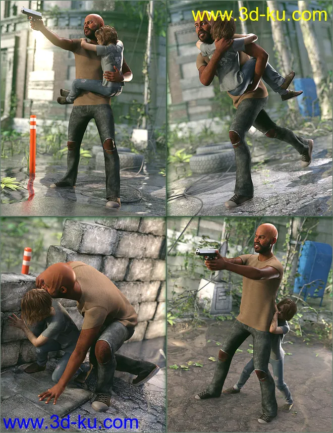 The Survivalists Poses for Genesis 8 Male and Heidi Character模型的图片2