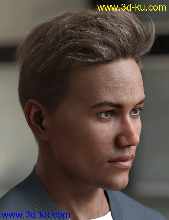 Tjark Short Hair for Genesis 8 and 8.1 Males模型的图片13