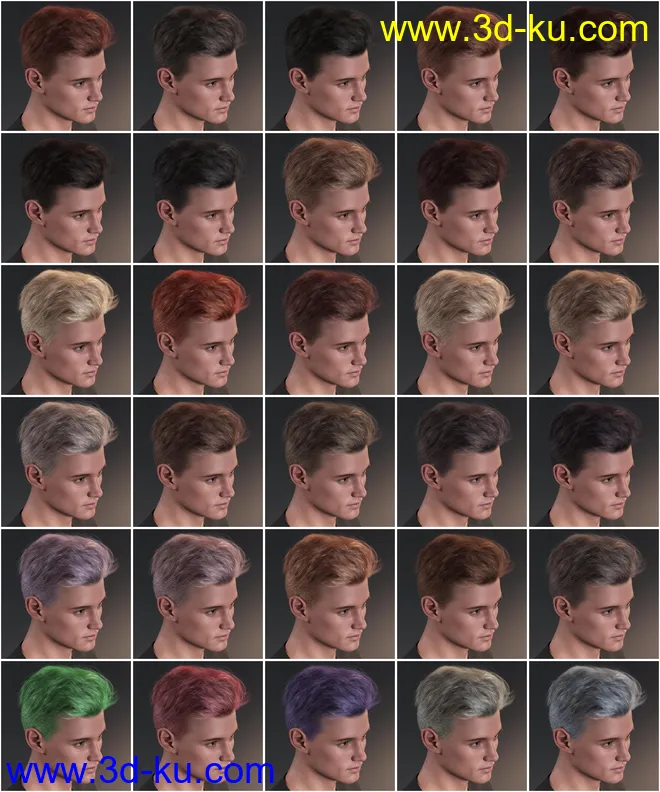 Tjark Short Hair for Genesis 8 and 8.1 Males模型的图片17