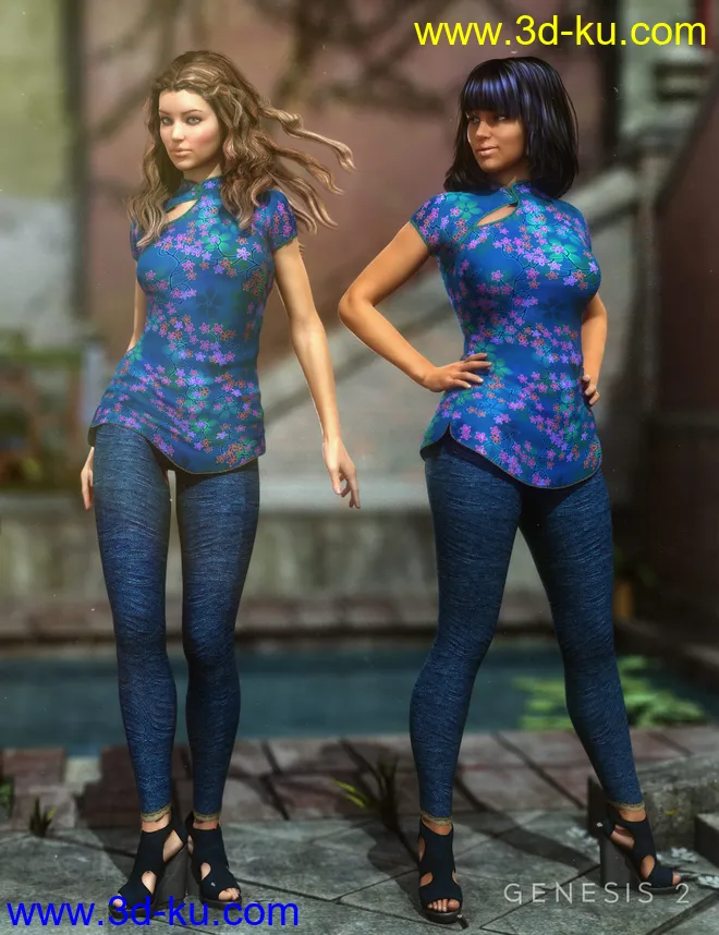 Tokyo Stroll Outfit for Genesis 2 Female(s)模型的图片4