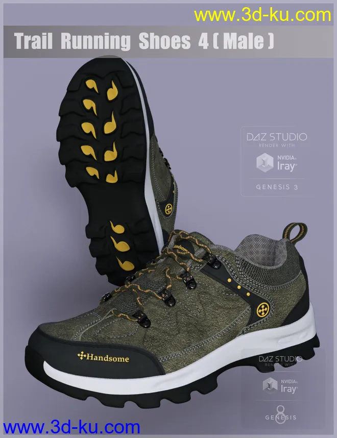 Trail Running Shoes 4 for Genesis 3 and 8 Male(s)模型的图片1