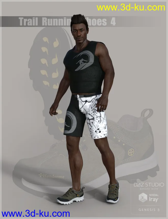Trail Running Shoes 4 for Genesis 3 and 8 Male(s)模型的图片2