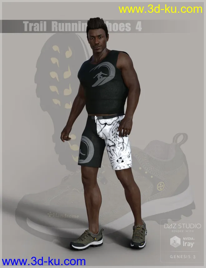 Trail Running Shoes 4 for Genesis 3 and 8 Male(s)模型的图片3
