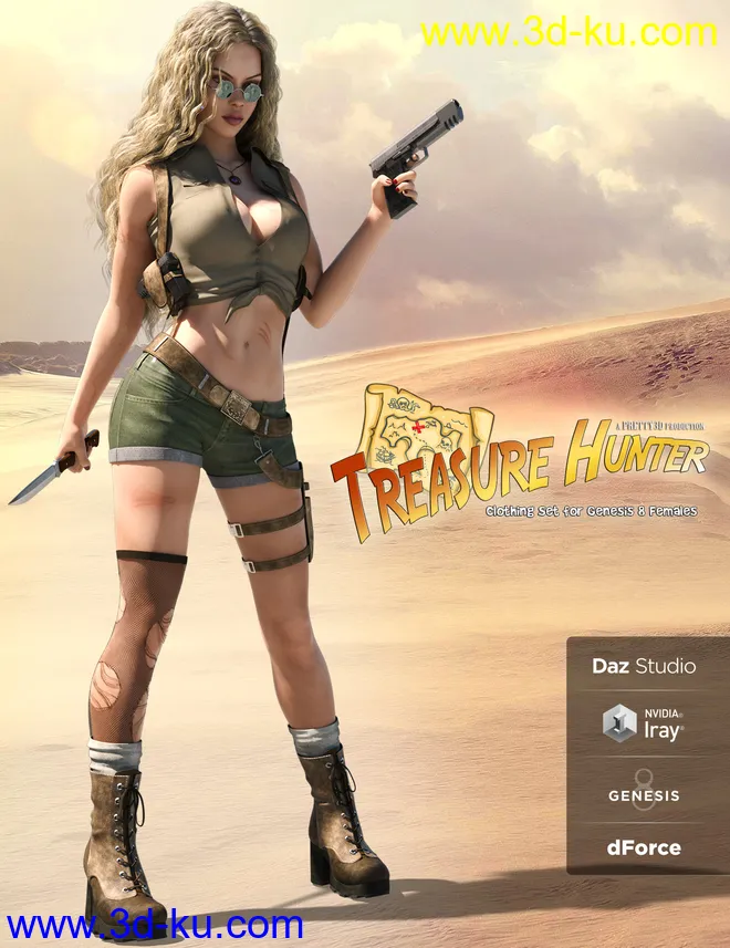 Treasure Hunter Clothing Set for Genesis 8 Female(s)模型的图片1