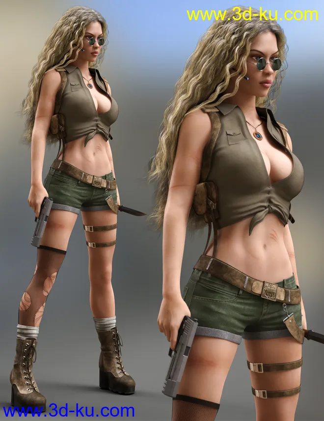 Treasure Hunter Clothing Set for Genesis 8 Female(s)模型的图片2