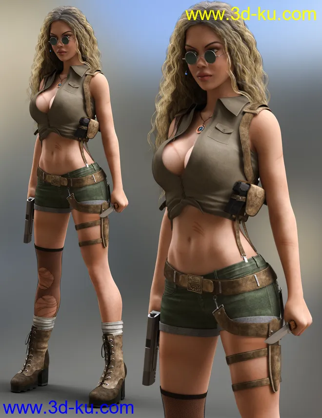 Treasure Hunter Clothing Set for Genesis 8 Female(s)模型的图片3