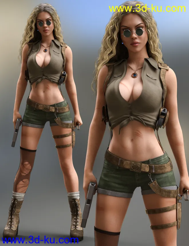 Treasure Hunter Clothing Set for Genesis 8 Female(s)模型的图片5