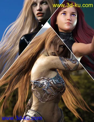Turbulent Long Hair for Genesis 3 and 8 Females模型的图片1