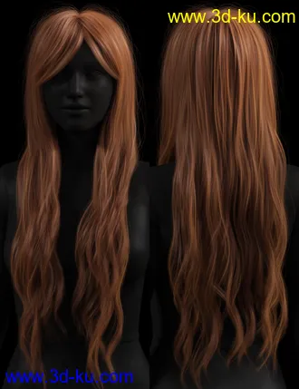 Turbulent Long Hair for Genesis 3 and 8 Females模型的图片4