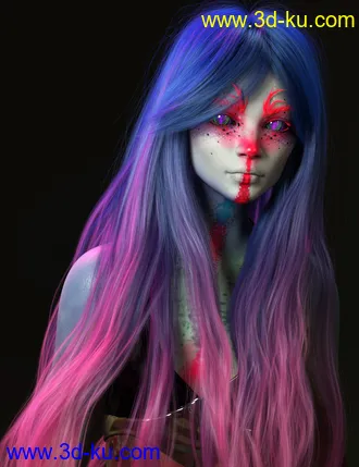Turbulent Long Hair for Genesis 3 and 8 Females模型的图片24