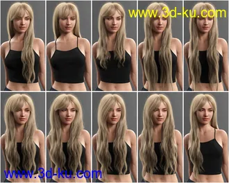3D打印模型Turbulent Long Hair for Genesis 3 and 8 Females的图片