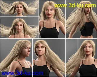 3D打印模型Turbulent Long Hair for Genesis 3 and 8 Females的图片